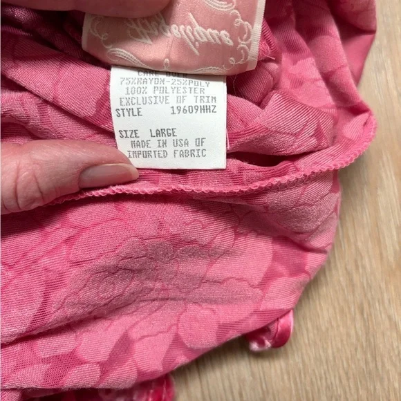 Angelique Y2K Floral Burnout Velvet Slip Dress Sz L Pink Satin Trim Pink *E17 - Picture 5 of 5